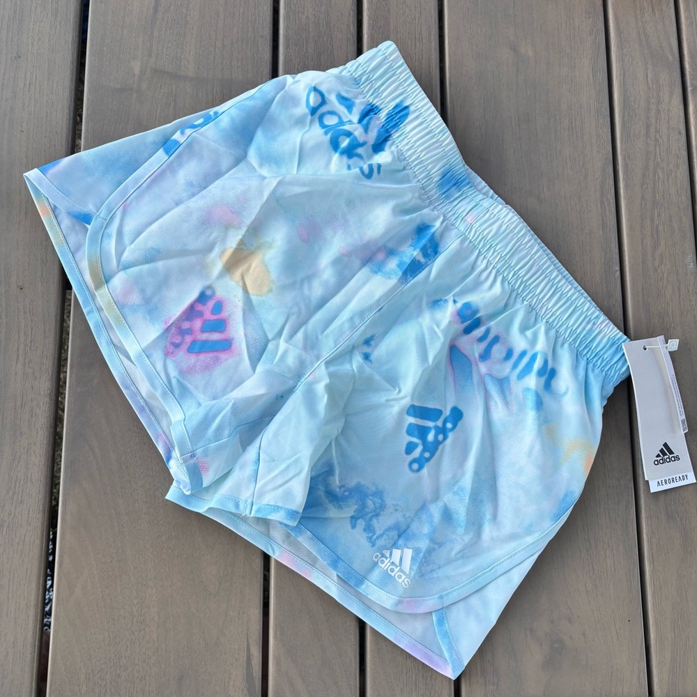 Adidas Kids Pastel Tie-Dye Shorts - Blue and Pink